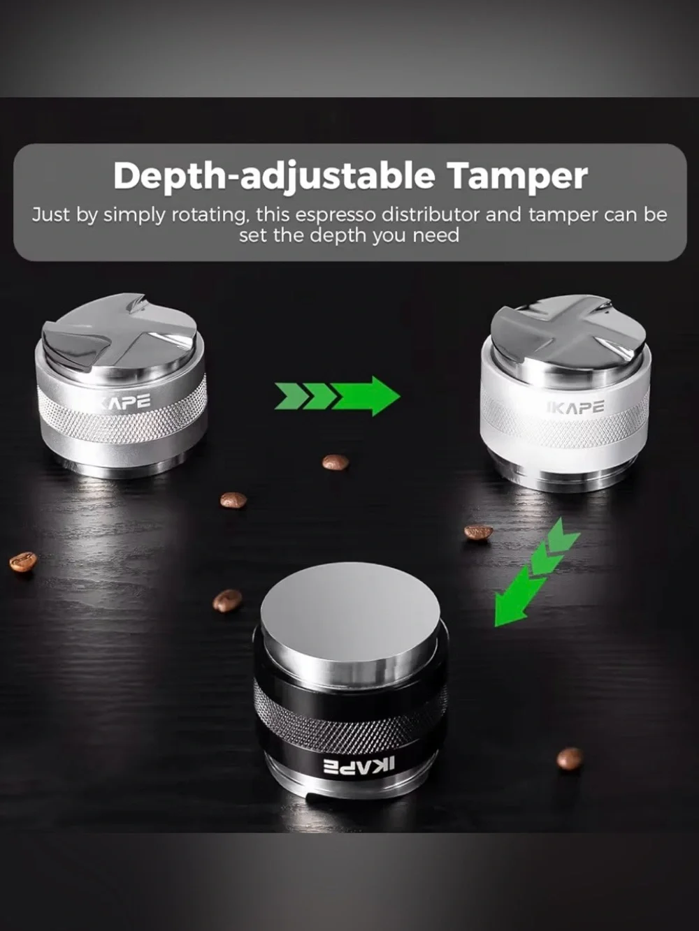 IKAPE 58mm Espresso Distributor Tamper Adjustable Depth Fits Rancilio Gaggia